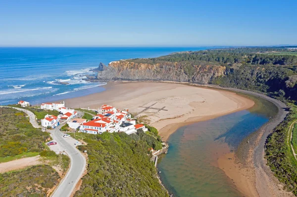 Luftaufnahme Von Praia Odeceixe Der Westküste Portugals — Stockfoto