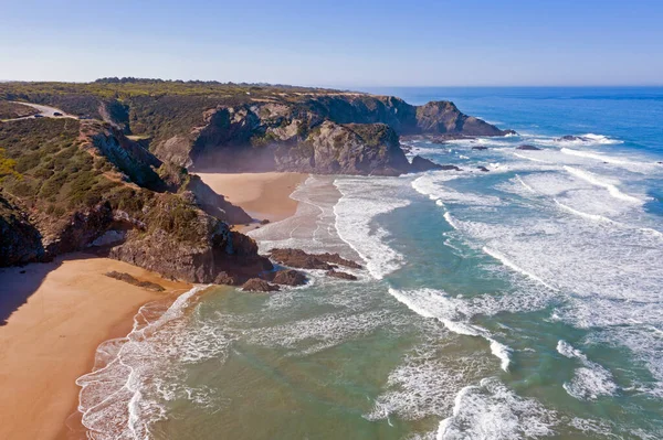 Aérea Praia Odeceixe Costa Oeste Portugal — Foto de Stock