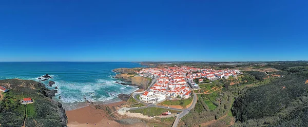 Panorama Lotu Zambujeiry Mar Zachodnim Wybrzeżu Portugalii — Zdjęcie stockowe