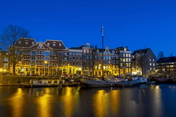 Stadtpanorama Von Amsterdam Mit Dem Den Niederlanden Bei Sonnenuntergang — Stockfoto