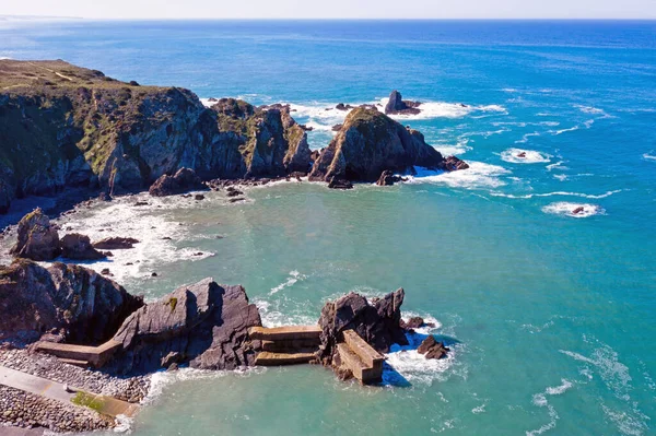 Воздушное Сообщение Роки Океана Районе Азенья Мар Западном Побережье Португалии — стоковое фото