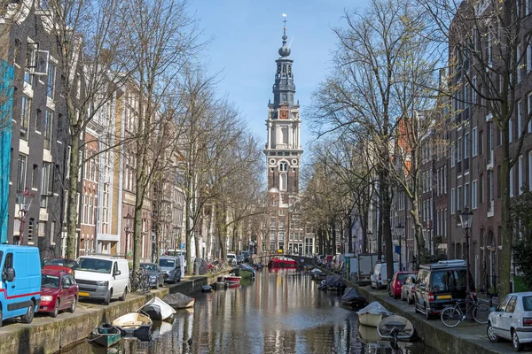 Cidade Cênica Amsterdã Holanda Com Zuiderkerk — Fotografia de Stock
