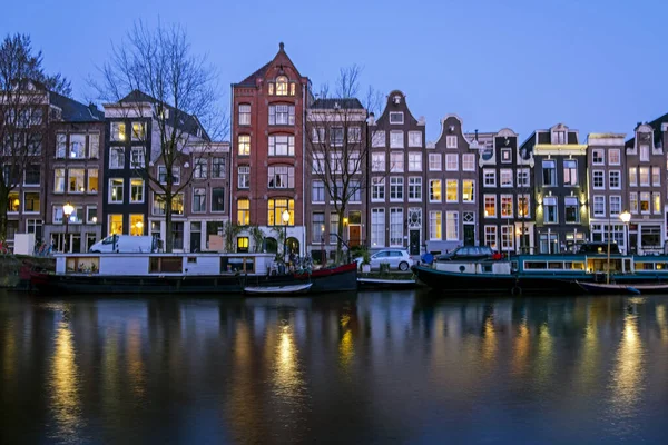 Ciudad Escénica Amsterdam Amstel Los Países Bajos Atardecer —  Fotos de Stock
