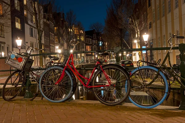 Città Panoramica Amsterdam Nei Paesi Bassi Notte — Foto Stock