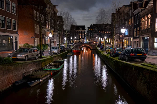 Stadsgezicht Uit Amsterdam Nederland Nachts — Stockfoto