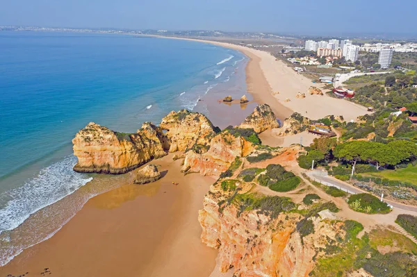 Aerial Praia Tres Irmaos Alvor Algarve Portogallo — Foto Stock