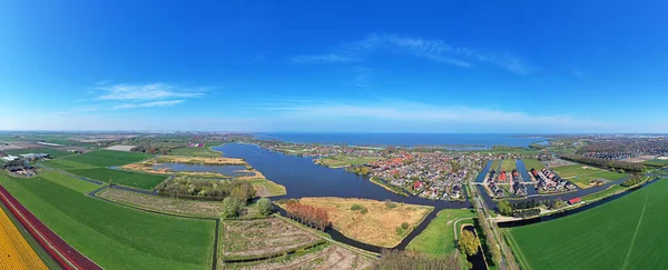 Панорама Воздуха Традиционной Деревни Верфершоф Сельской Местности Нидерландов — стоковое фото