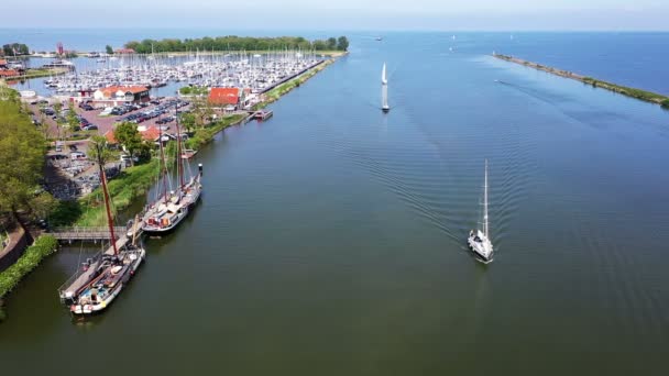 Luftaufnahme Aus Dem Hafen Von Enkhuizen Den Niederlanden — Stockvideo