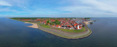 Hollanda 'nın geleneksel Urk köyünden hava manzarası