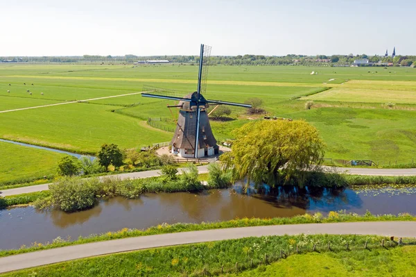 Hollanda Nın Kırsal Kesiminde Amsterdam Yakınlarındaki Oostzijdse Mill — Stok fotoğraf