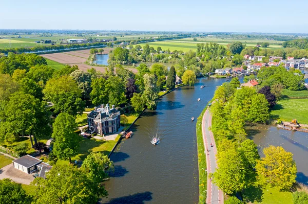 Hollanda Daki Nieuwersluis Köyü Yakınlarındaki Vecht Nehrindeki Hava Aracı — Stok fotoğraf