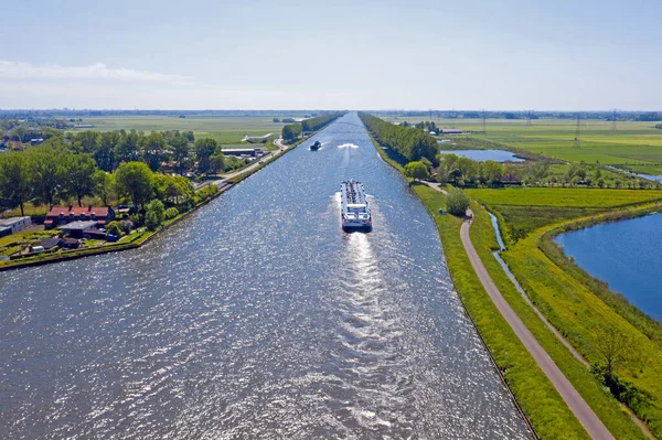 Aéreo Cargueiros Rijnkanaal Amsterdã Perto Amsterdã Nos Países Baixos — Fotografia de Stock