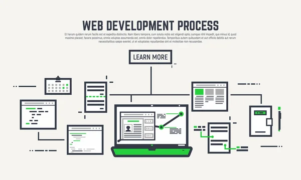 Web ontwikkelingsproces — Stockvector