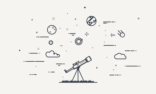 Descubre el concepto de telescopio — Vector de stock