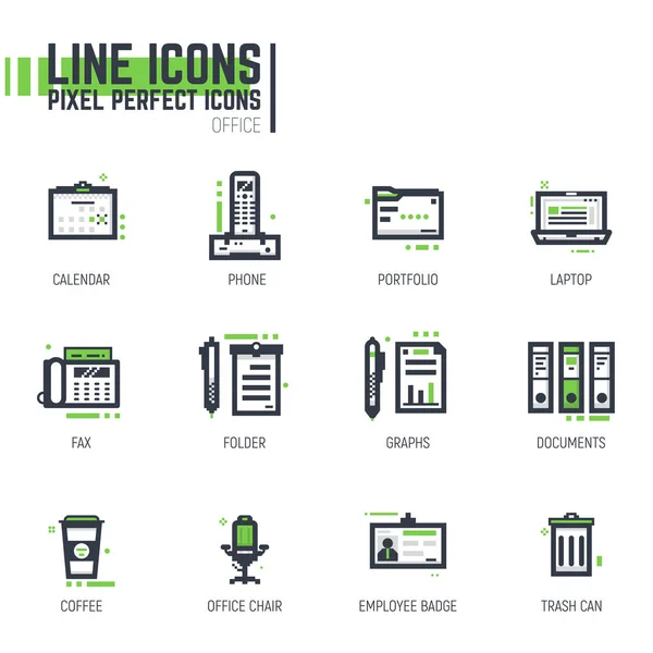 Iconos de línea de oficina — Vector de stock