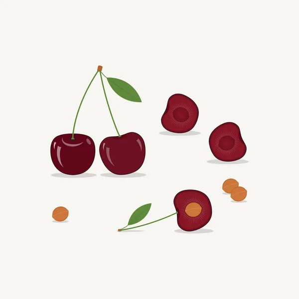 Cherry flat ikonen — Stock vektor