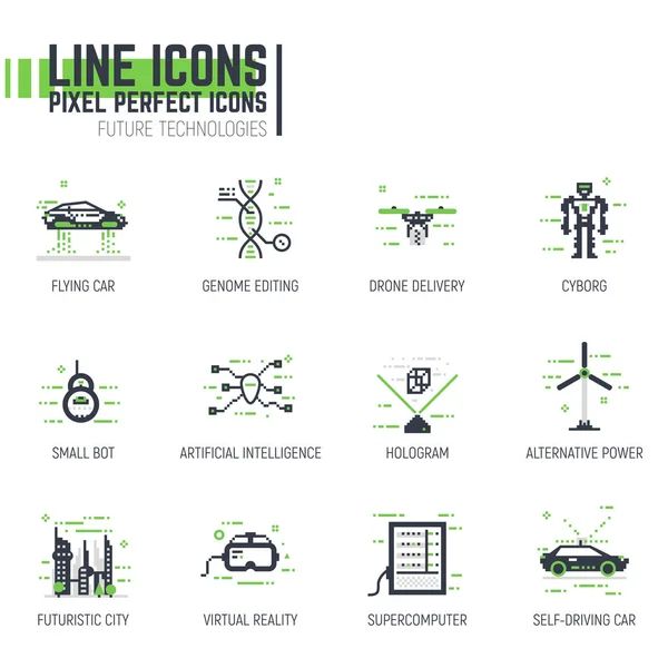 Futuristic technology line icons — Stock Vector