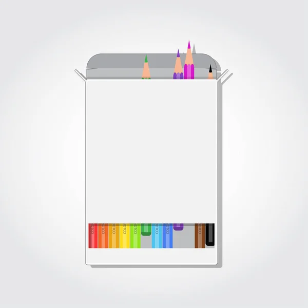 Caja blanca con 12 lápices — Vector de stock