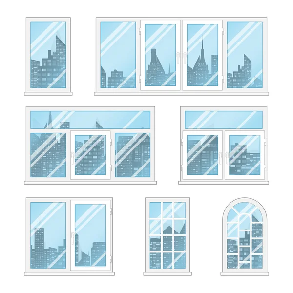 Windows with city — Stock Vector