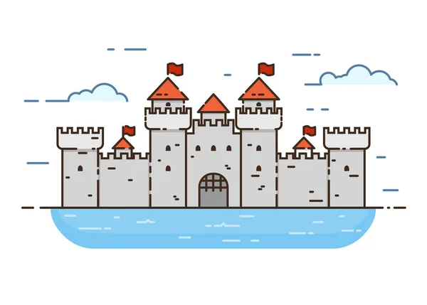 Castillo icono de línea de color — Vector de stock