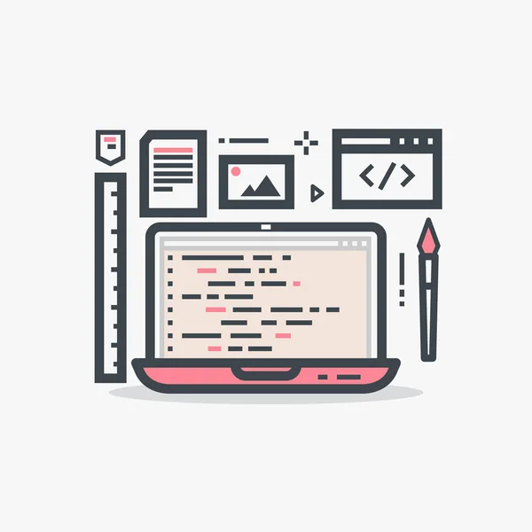 Webdesign-Laptop — Stockvektor