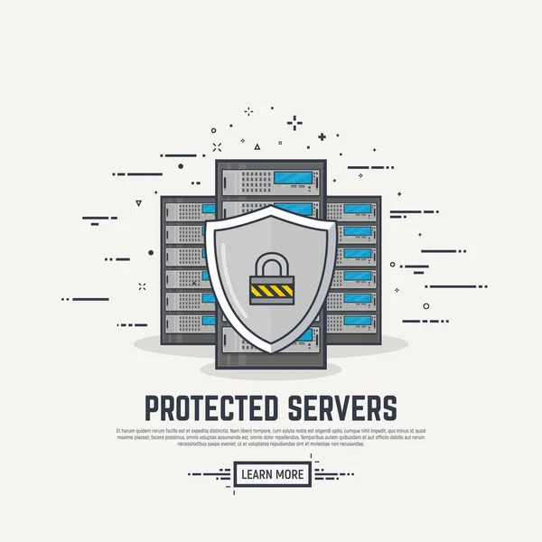 Illustration de ligne de protection serveur — Image vectorielle