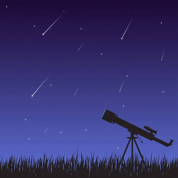 Caduta di stelle e telescopio — Vettoriale Stock