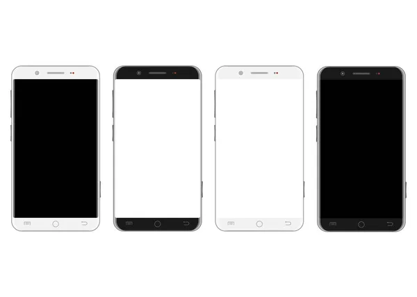 Set weißer und schwarzer Smartphones — Stockvektor