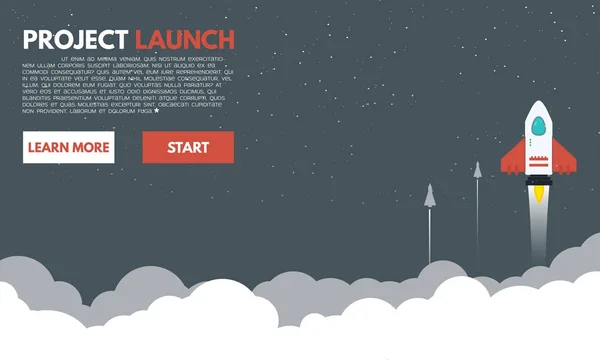 Cohete a las nubes espaciales — Vector de stock