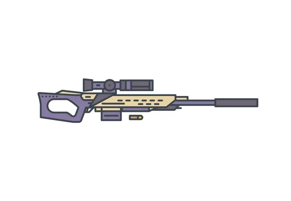 Ilustración de línea de rifle de francotirador — Vector de stock