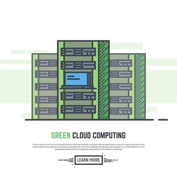 Servidores de nube verde — Vector de stock