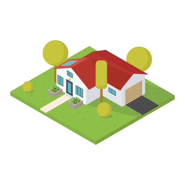 Isometric small house — Stock Vector