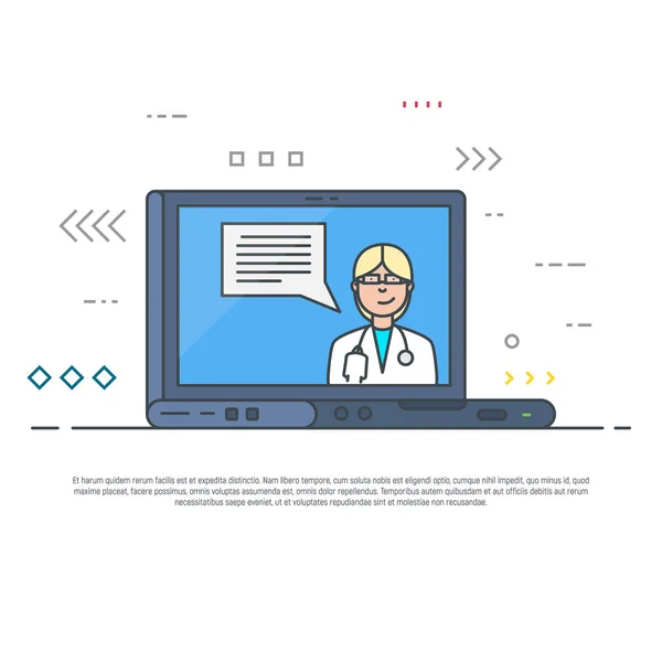 Laptop med medicinsk konsultation — Stock vektor