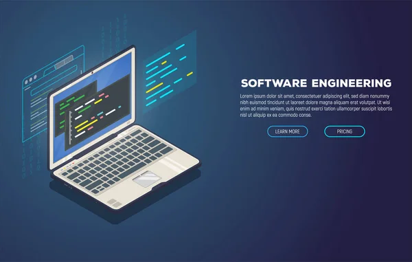 Banner de desarrollo de software — Vector de stock