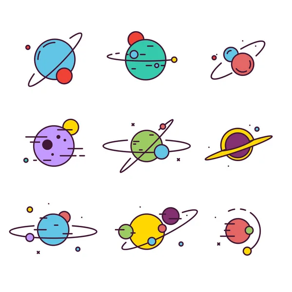 Set of extraterrestrial planets — Stock Vector