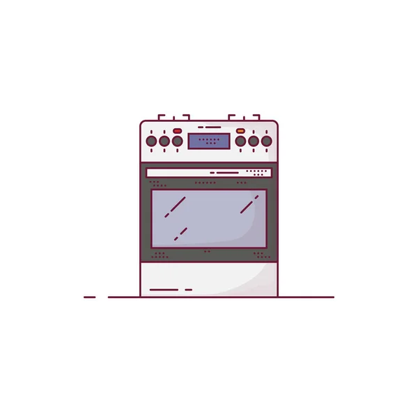 Cocina Moderna Estufa Cocina Gas Eléctrica Con Horno Horno Blanco — Vector de stock