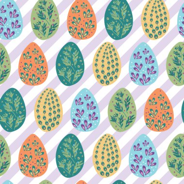 Renkli Paskalya yortusu yumurta desen. Şirin ve parlak desen için eğlenceli ve mutlu tarzı olan marka. Yinelenen desen. Çocuk/çocuk desen için uygun.