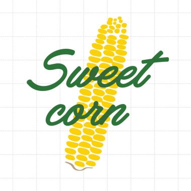 Tatlı Mısır ticari baskı. Tatlı Mısır markası için eğlenceli, modern ve esnek bir baskı. Yazdırmaya hazır.