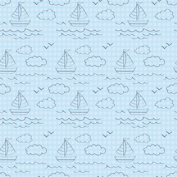 Skizze Doodle Segelboot Mit Knopf Hintergrund Ein Verspieltes Modernes Und — Stockvektor