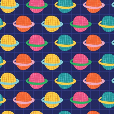 Renkli gezegen doodle ve Deniz Kuvvetleri arka planda. Sevimli ve eğlenceli tarzı olan marka için eğlenceli, modern ve esnek bir şablon. Yinelenen desen. Mutlu, parlak ve büyülü ruh hali.