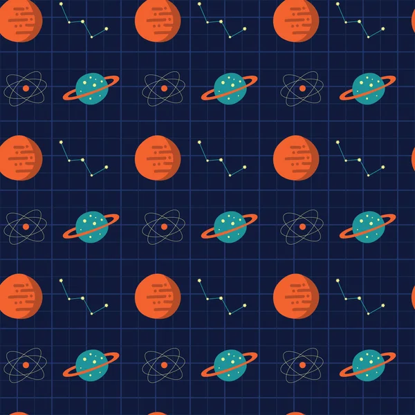 Планета Астрологическим Знаком Темном Небе Игра Современный Гибкий Узор Бренда — стоковый вектор
