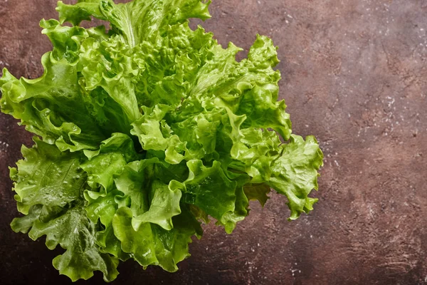 Grüner Salat Auf Braunem Hintergrund lizenzfreie Stockfotos