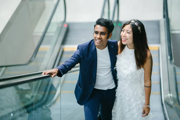 Portrait Young Interracial Couple Getting Married Indian Man His Chinese — Stock Photo, Image