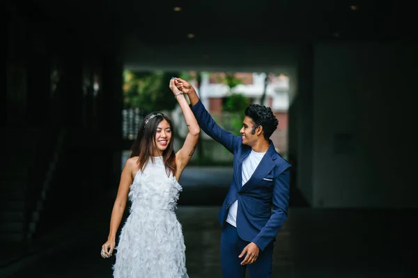 Portrait Young Interracial Couple Getting Married Indian Man His Chinese — Stock Photo, Image