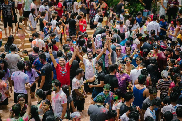 Singapur Marca 2018 Święto Holi Wyspa Sentosa Singapur Indianie Innych — Zdjęcie stockowe