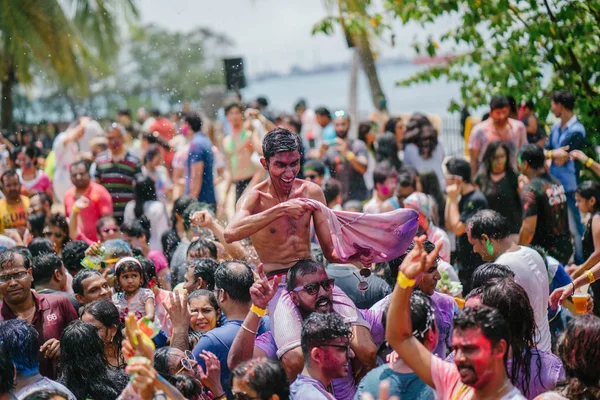 Singapore Martie 2018 Sărbătoarea Holi Insula Sentosa Singapore Indienii Alți — Fotografie, imagine de stoc