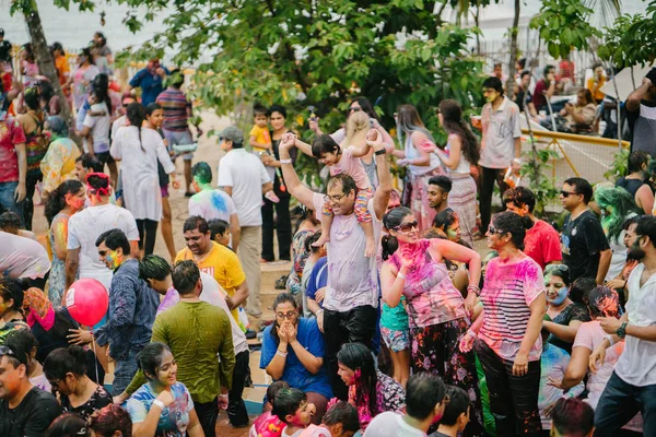 Singapur Marzo 2018 Celebración Holi Isla Sentosa Singapur Indios Otros — Foto de Stock
