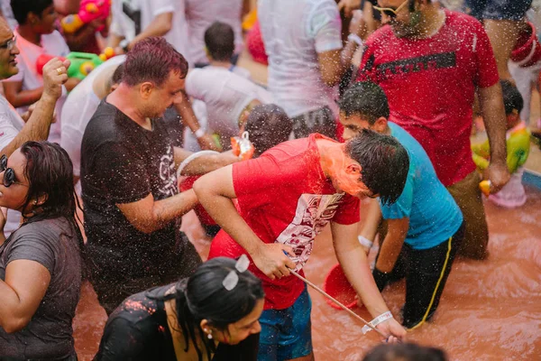 Singapur Marzo 2018 Celebración Holi Isla Sentosa Singapur Indios Otros — Foto de Stock