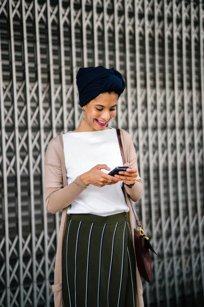 Portrait Smartly Dressed Muslim Asian Malay Arab Woman Wearing Turban — Stock Photo, Image