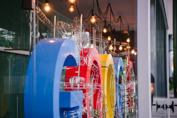 Singapore, March 2018: A photograph of the Google logo int he lobby of Google\'s new campus and office in Singapore, which is regional HQ.